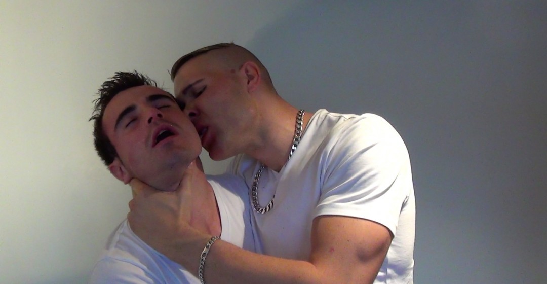 Muscular young submissive in the grip of Jordan Fox's huge juicy cock