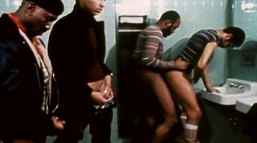 Bathroom Orgy - Gay Orgy : 8 men in the bathroom gay porn video on Universblack