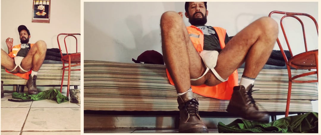 Back from the construction site, jerking off in my jockstrap