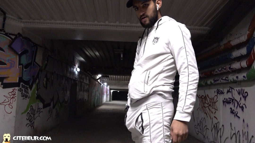 Sexy arab boy pulls down sweatpant to jerk off his big arab dick