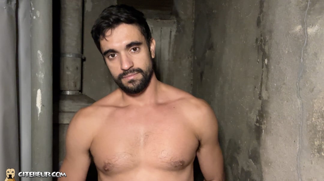 Pedro Enzo, a sexy Brazilian with a full member, fucks a hooded passive in a housing estate cellar.
