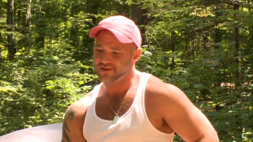 Straight guys stroking their big dicks in the woods