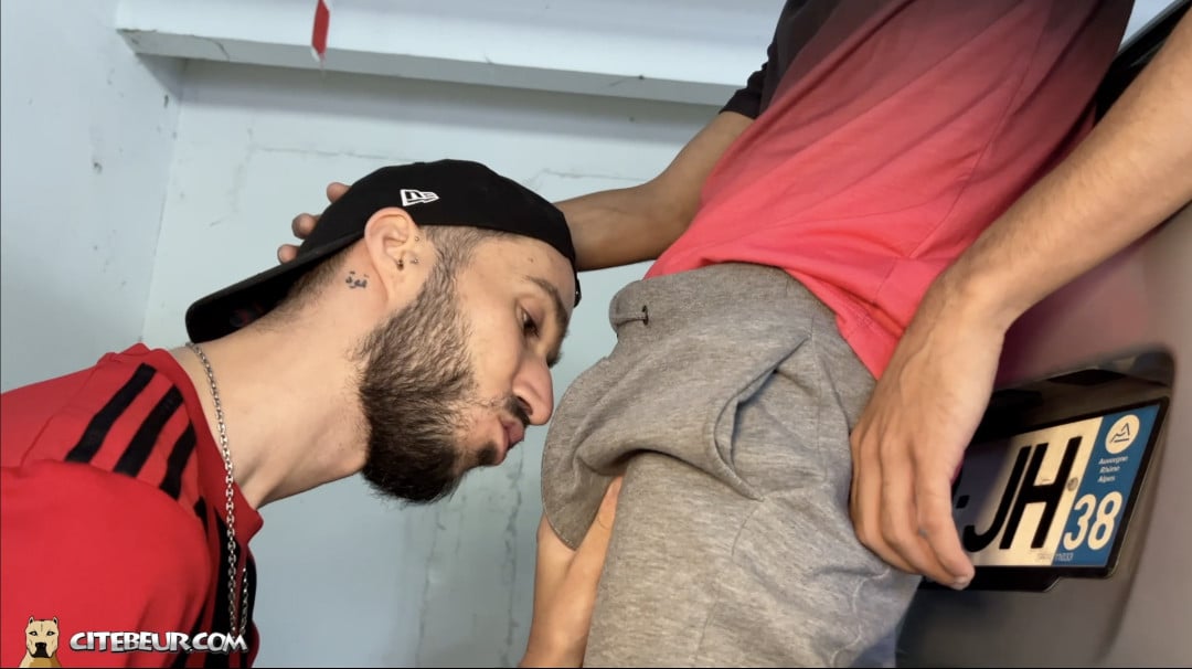 un rebeu hétéro tbm se laisse palper la bite par son pote beur gay