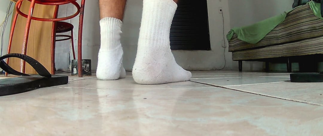 Male masturbation in white socks